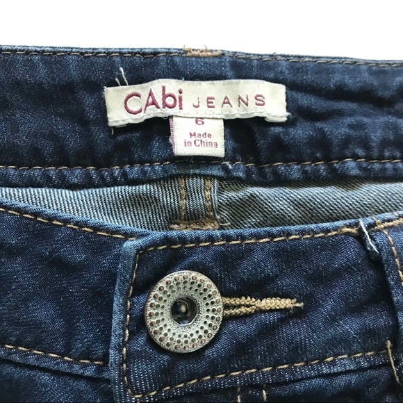 🎃 CAbi | Dark Wash Wide Leg Stretch Jeans Size 6 - Picture 5 of 6